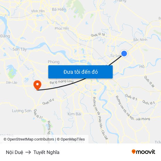 Nội Duệ to Tuyết Nghĩa map