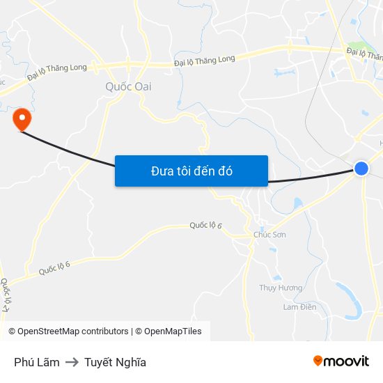 Phú Lãm to Tuyết Nghĩa map