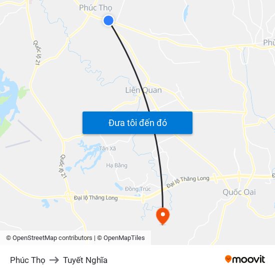 Phúc Thọ to Tuyết Nghĩa map