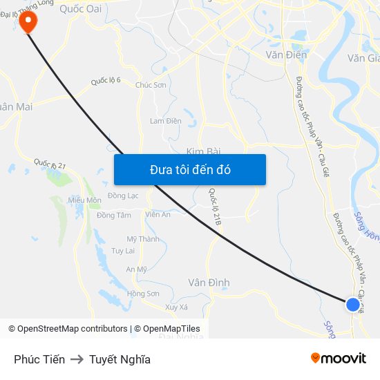 Phúc Tiến to Tuyết Nghĩa map