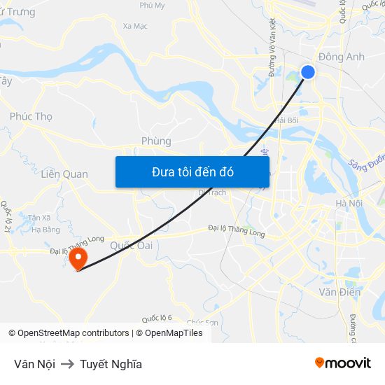 Vân Nội to Tuyết Nghĩa map