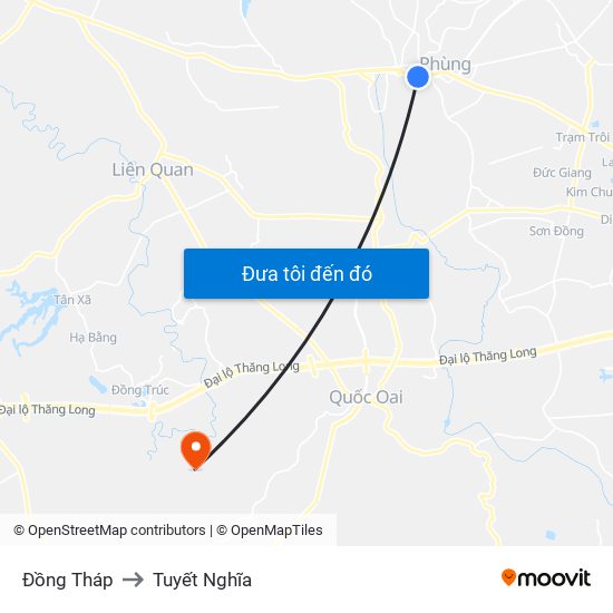 Đồng Tháp to Tuyết Nghĩa map