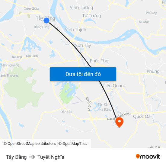 Tây Đằng to Tuyết Nghĩa map