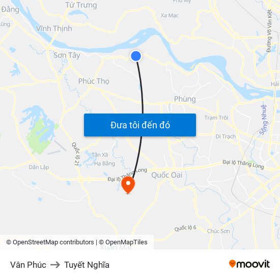 Vân Phúc to Tuyết Nghĩa map