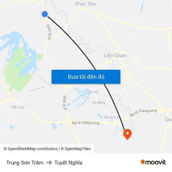 Trung Sơn Trầm to Tuyết Nghĩa map