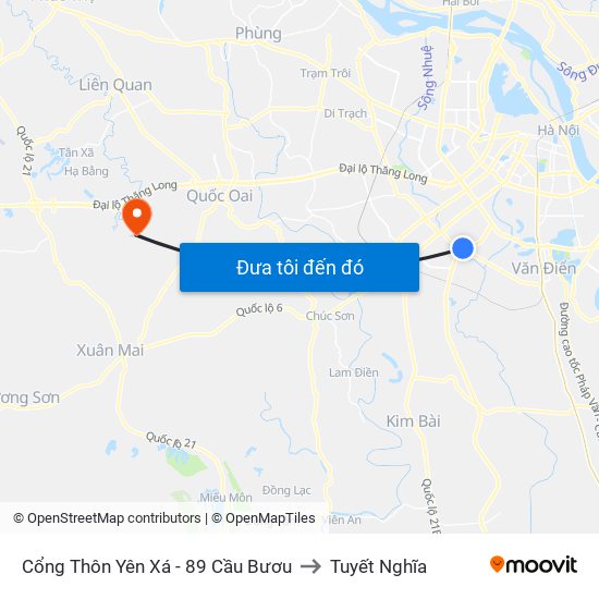 Cổng Thôn Yên Xá - 89 Cầu Bươu to Tuyết Nghĩa map