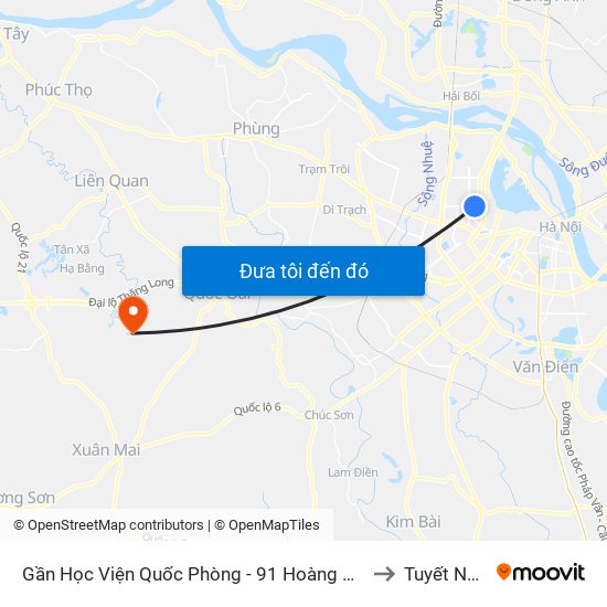 Gần Học Viện Quốc Phòng - 91 Hoàng Quốc Việt to Tuyết Nghĩa map