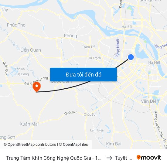 Trung Tâm Khtn Công Nghệ Quốc Gia - 18 Hoàng Quốc Việt to Tuyết Nghĩa map