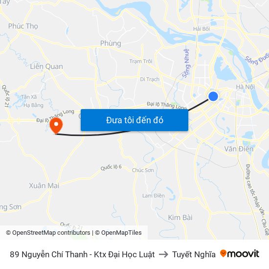 89 Nguyễn Chí Thanh - Ktx Đại Học Luật to Tuyết Nghĩa map