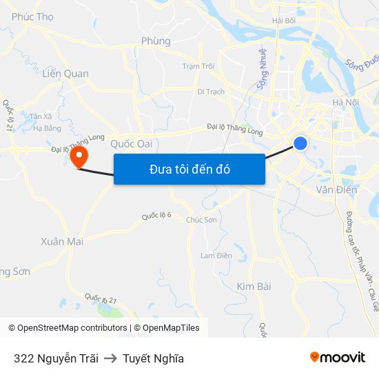 322 Nguyễn Trãi to Tuyết Nghĩa map