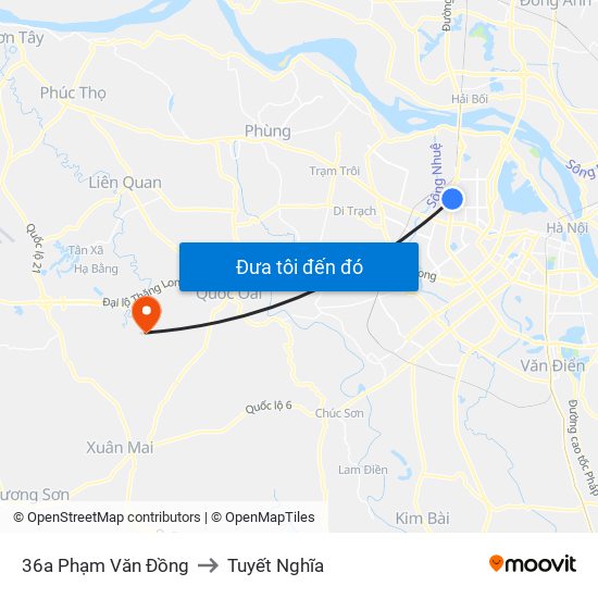 36a Phạm Văn Đồng to Tuyết Nghĩa map