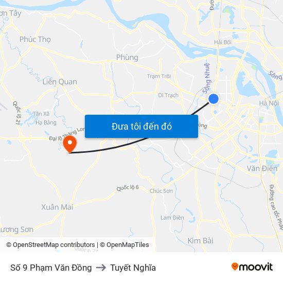 Số 9 Phạm Văn Đồng to Tuyết Nghĩa map