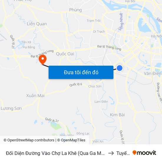 Đối Diện Đường Vào Chợ La Khê (Qua Ga Metro La Khê) - 405 Quang Trung (Hà Đông) to Tuyết Nghĩa map