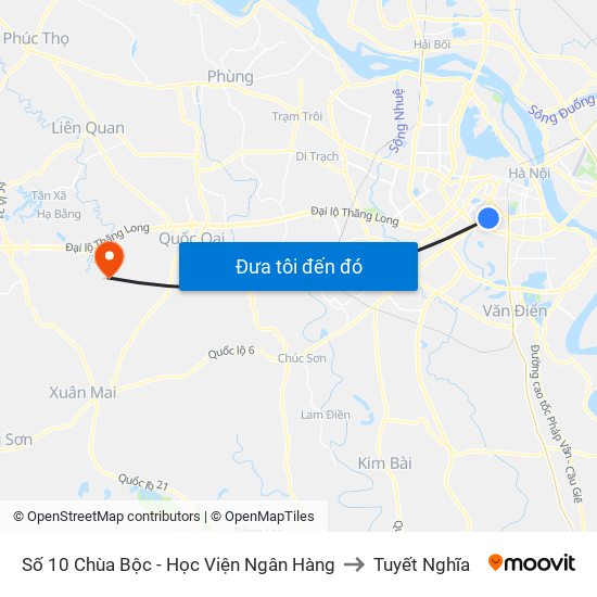 Số 10 Chùa Bộc - Học Viện Ngân Hàng to Tuyết Nghĩa map