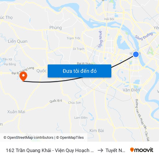 162 Trần Quang Khải - Viện Quy Hoạch Thủy Lợi to Tuyết Nghĩa map