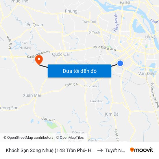 Khách Sạn Sông Nhuệ (148 Trần Phú- Hà Đông) to Tuyết Nghĩa map