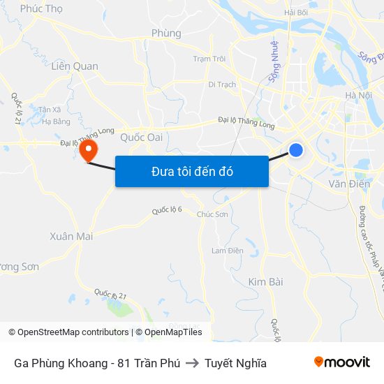 Ga Phùng Khoang - 81 Trần Phú to Tuyết Nghĩa map