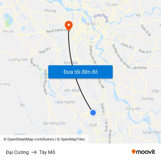 Đại Cường to Tây Mỗ map