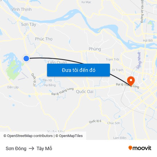 Sơn Đông to Tây Mỗ map