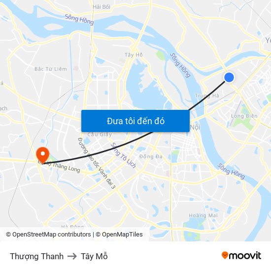 Thượng Thanh to Tây Mỗ map