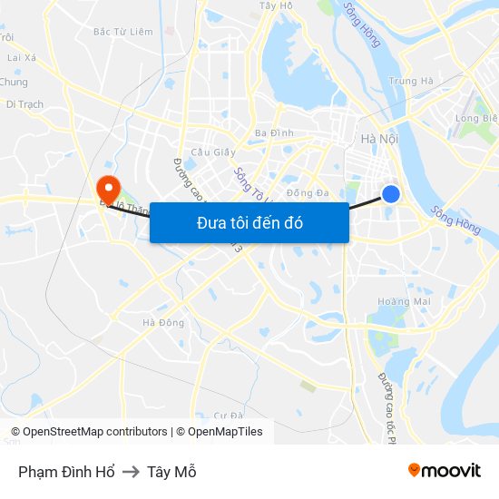 Phạm Đình Hổ to Tây Mỗ map