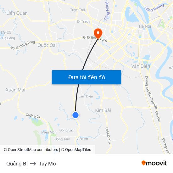 Quảng Bị to Tây Mỗ map