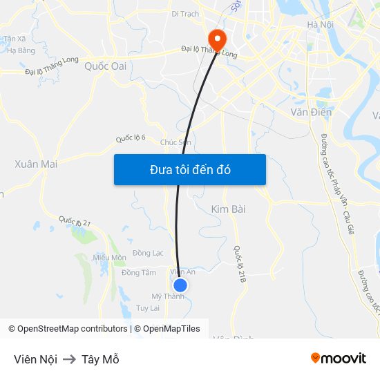 Viên Nội to Tây Mỗ map