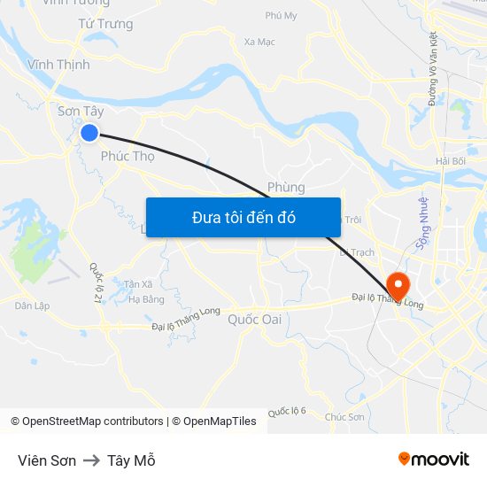 Viên Sơn to Tây Mỗ map