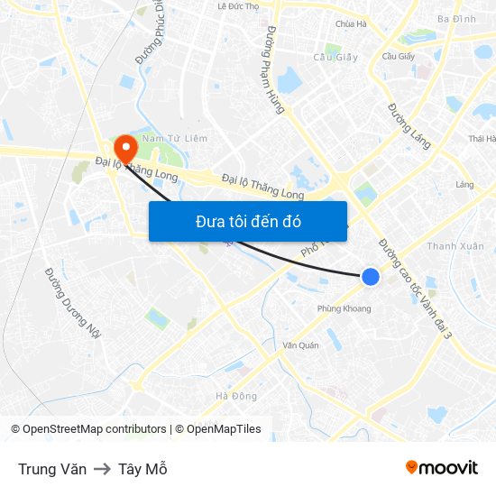 Trung Văn to Tây Mỗ map