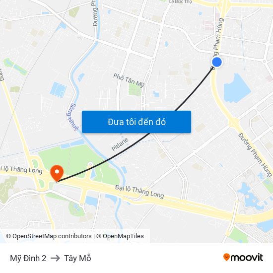 Mỹ Đình 2 to Tây Mỗ map