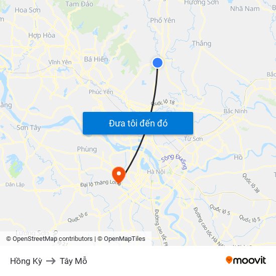 Hồng Kỳ to Tây Mỗ map