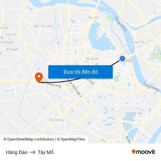 Hàng Đào to Tây Mỗ map