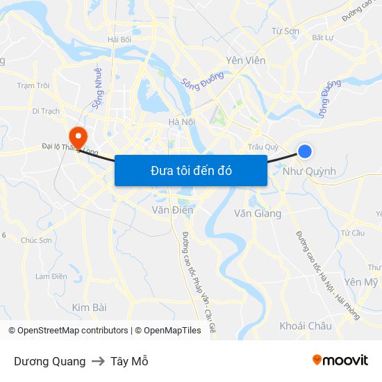 Dương Quang to Tây Mỗ map