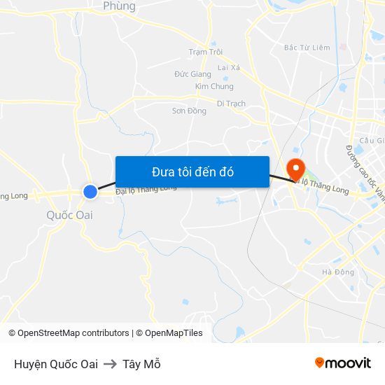 Huyện Quốc Oai to Tây Mỗ map