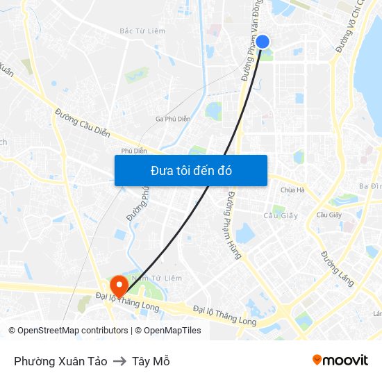 Phường Xuân Tảo to Tây Mỗ map