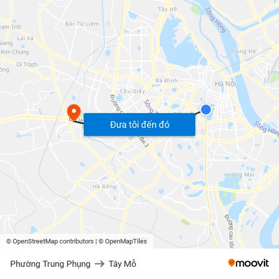 Phường Trung Phụng to Tây Mỗ map