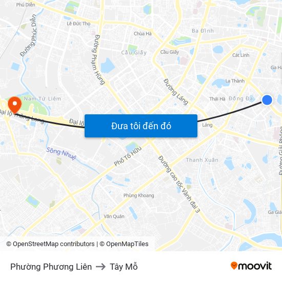 Phường Phương Liên to Tây Mỗ map