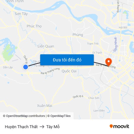 Huyện Thạch Thất to Tây Mỗ map