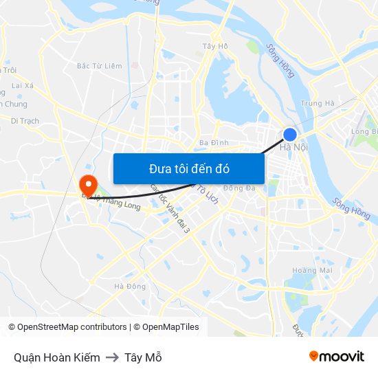 Quận Hoàn Kiếm to Tây Mỗ map