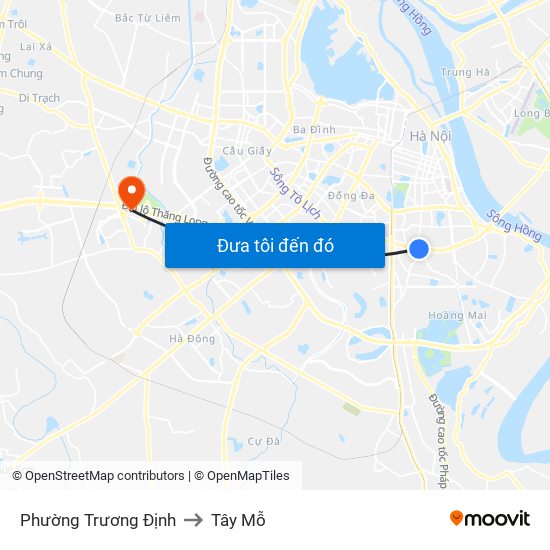 Phường Trương Định to Tây Mỗ map