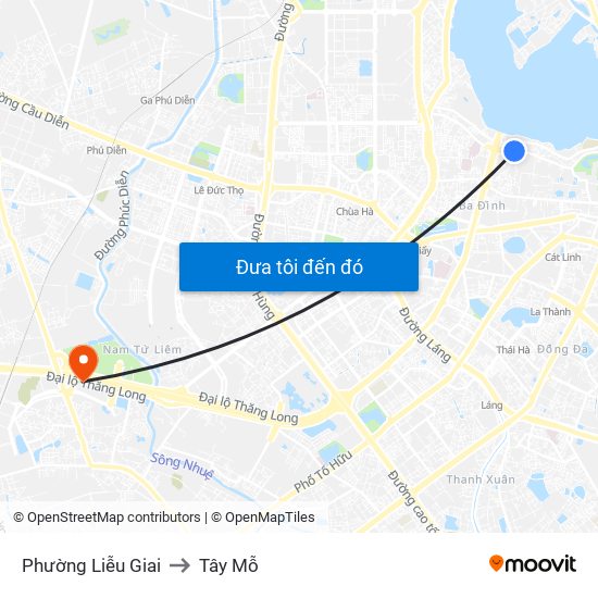 Phường Liễu Giai to Tây Mỗ map