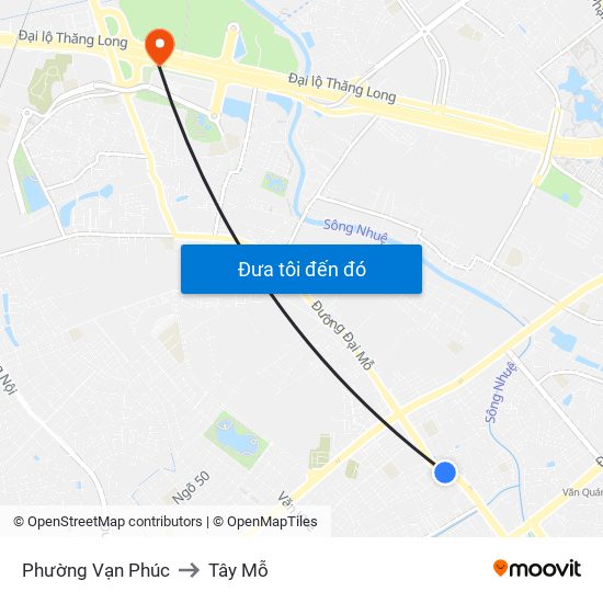 Phường Vạn Phúc to Tây Mỗ map