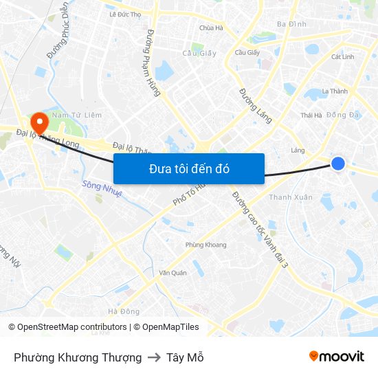 Phường Khương Thượng to Tây Mỗ map