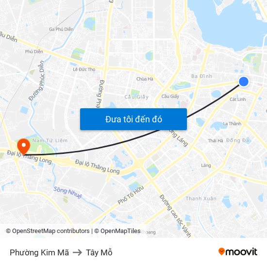 Phường Kim Mã to Tây Mỗ map