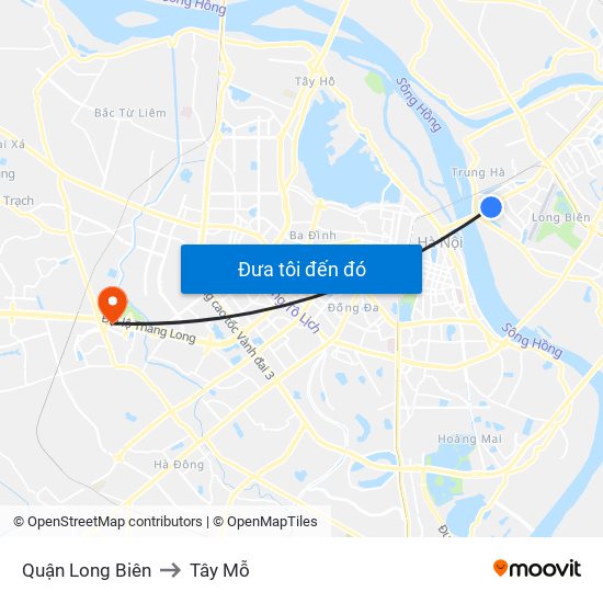 Quận Long Biên to Tây Mỗ map