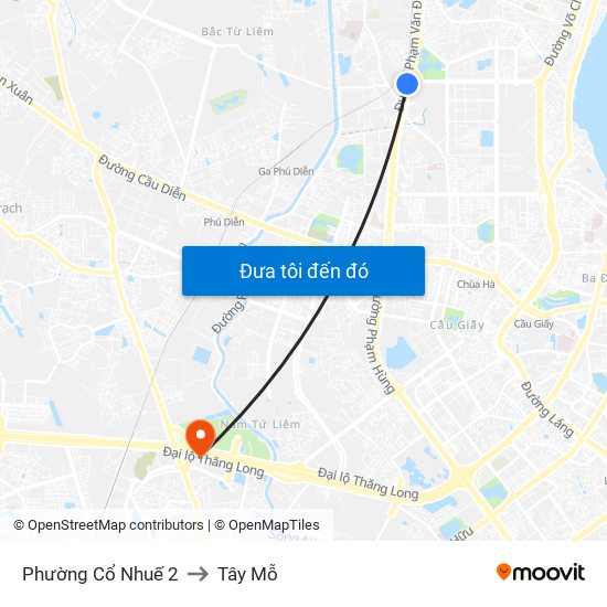 Phường Cổ Nhuế 2 to Tây Mỗ map