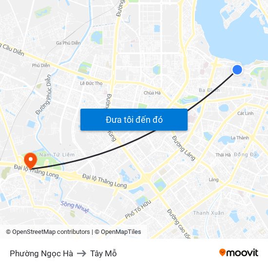 Phường Ngọc Hà to Tây Mỗ map