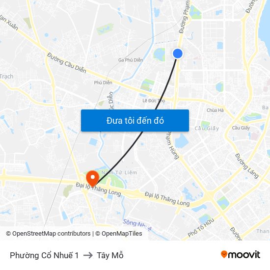 Phường Cổ Nhuế 1 to Tây Mỗ map