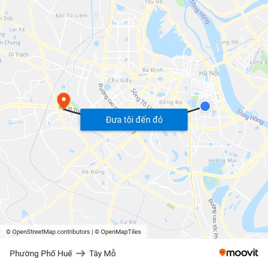 Phường Phố Huế to Tây Mỗ map