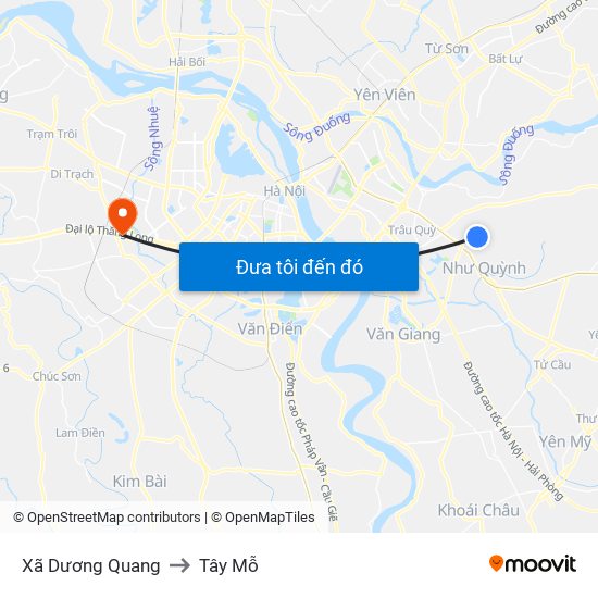 Xã Dương Quang to Tây Mỗ map